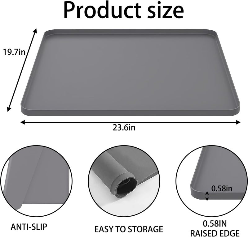 stufool Bedside Commodes Mat, Bedside Toilet Floor Mat with Raised Edge for Floor Protector, Silicone Non-Slip Protective Mat for Under Commode Chair, Recyclable and Waterproof 23.6" x 19.7" - Image 2